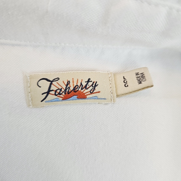 Faherty Stretch Oxford Cropped Button Down Shirt size Large - Picture 12 of 13